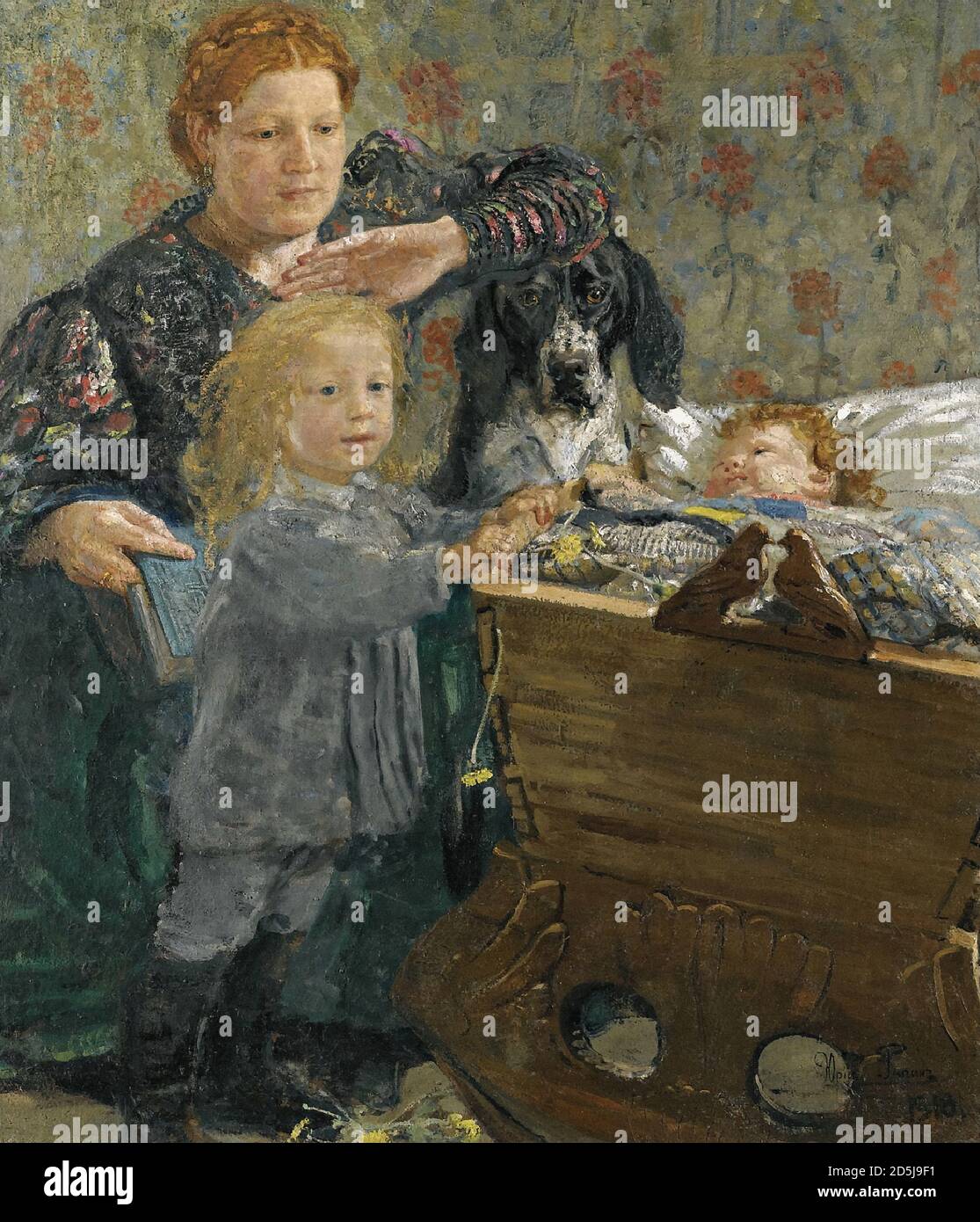 Repin Yuri Ilich - Portrait of a Mother and Her Children in the Nursery (the Artist's Wife and Sons) - Russian School - 19th  Century Stock Photo