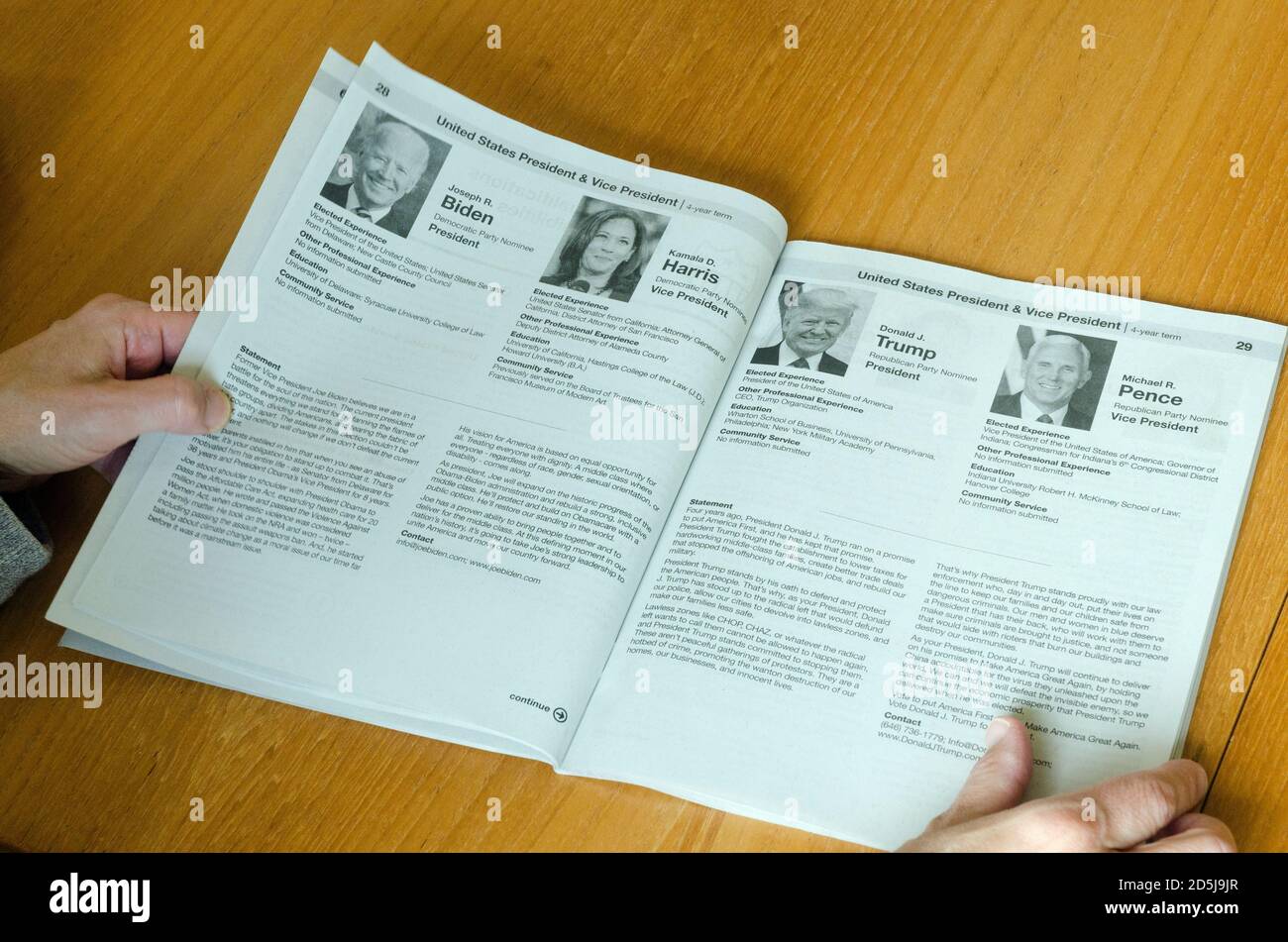 The Voters' Pamphlet, published by the Washington state Secretary of State's office, contains information candidates and statewide measures for the ge Stock Photo