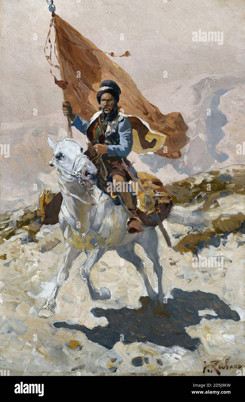 Roubaud Franz - Circassian Rider 2 - Russian School - 19th  Century Stock Photo