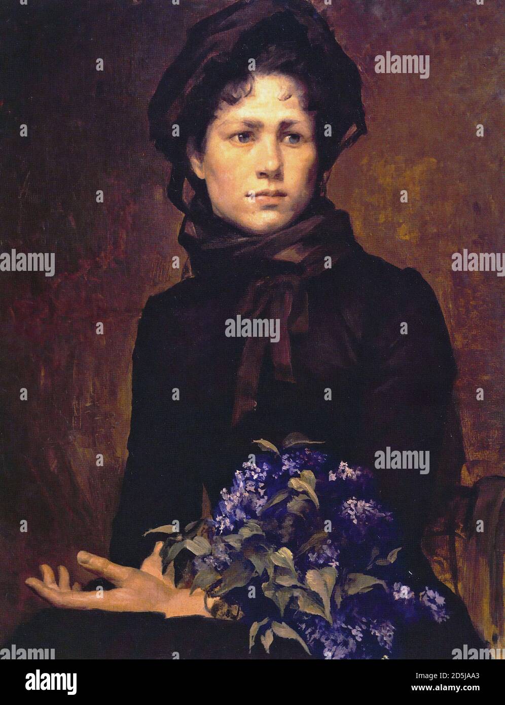 Bashkirtseff Marie - Lilacs - Russian School - 19th  Century Stock Photo