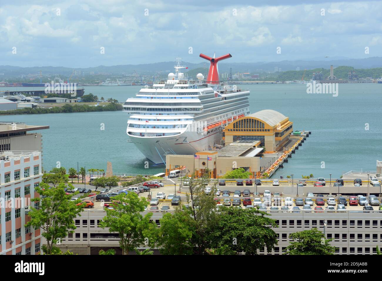 Carnival Freedom docked at Port of San Juan in Old San Juan, Puerto Rico. Stock Photo
