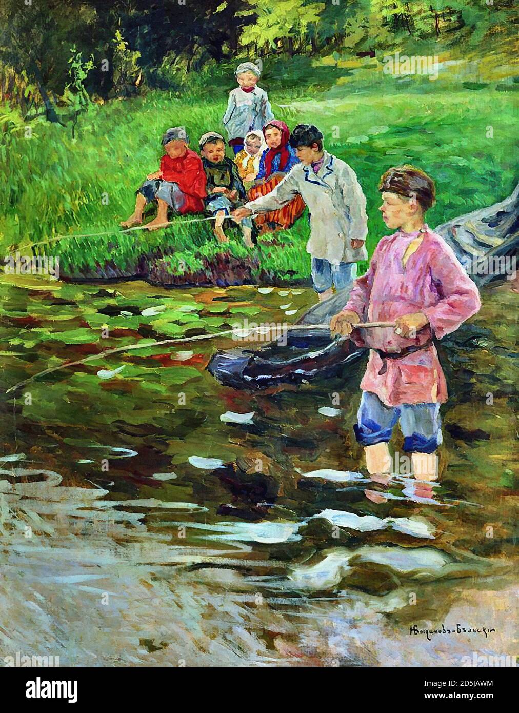 Fishing children painting hi-res stock photography and images - Alamy