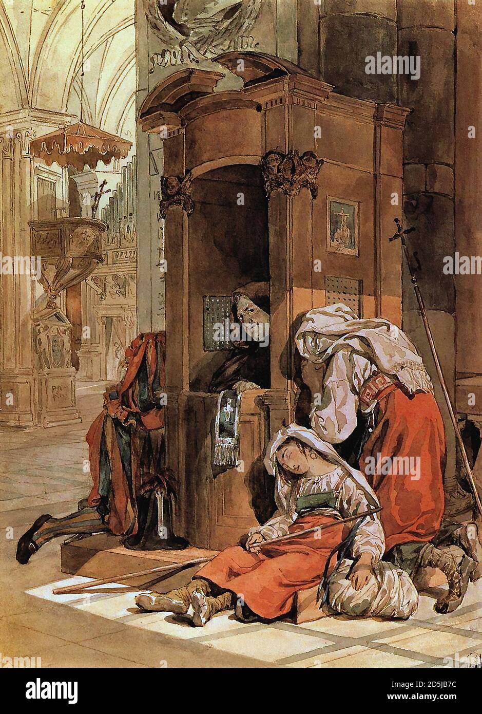 Briullov Karl - Confession of an Italian Woman - Russian School - 19th  Century Stock Photo