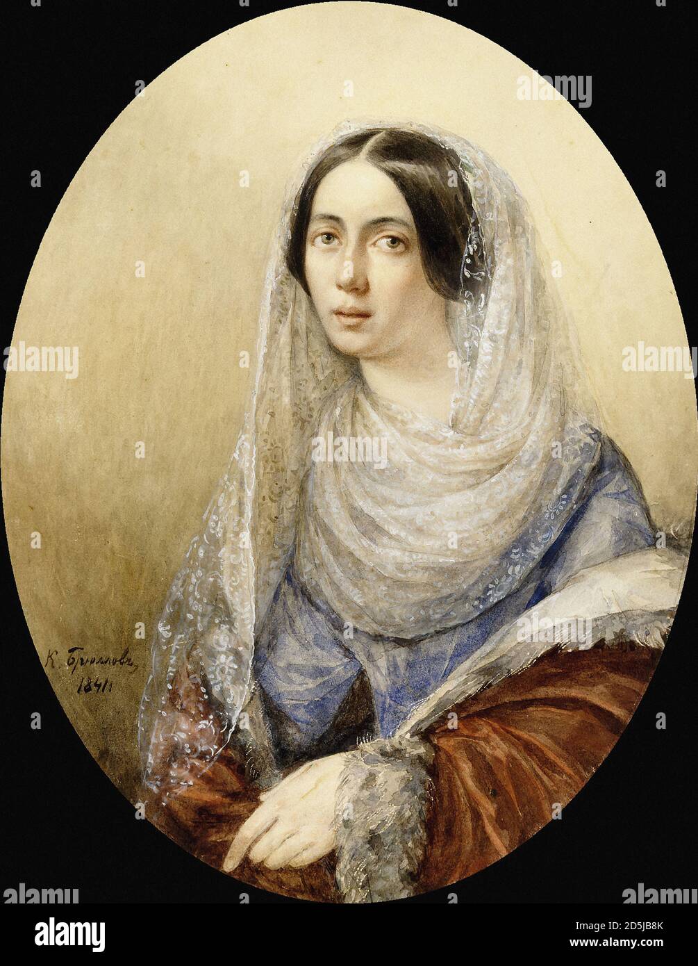 Briullov Karl - Portrait of a Woman - Russian School - 19th  Century Stock Photo