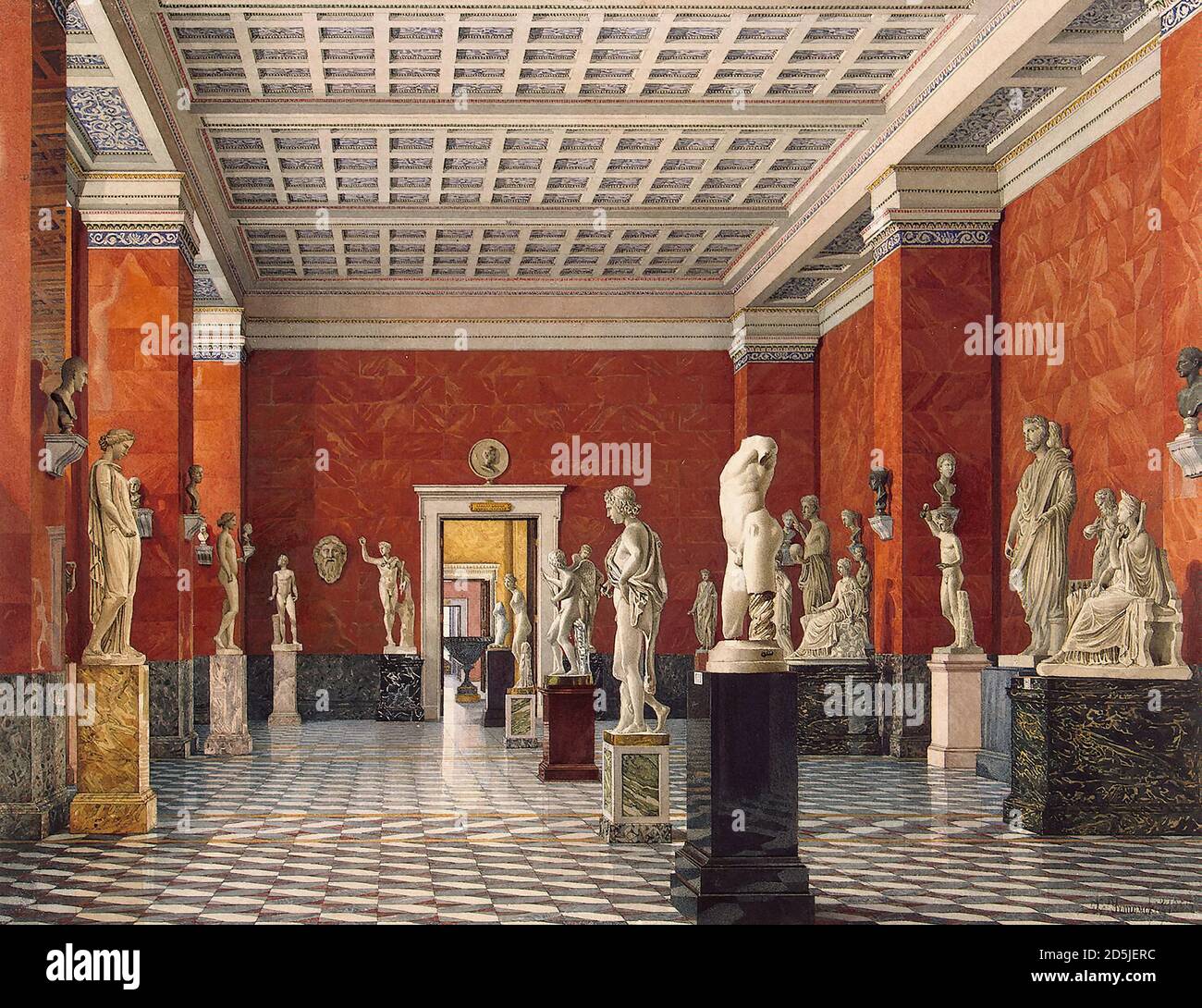 Ukhtomsky Konstantin Andreyevich - Interiors of the New Hermitage - Room of Ancient Greek Sculptures - Russian School - 19th  Century Stock Photo