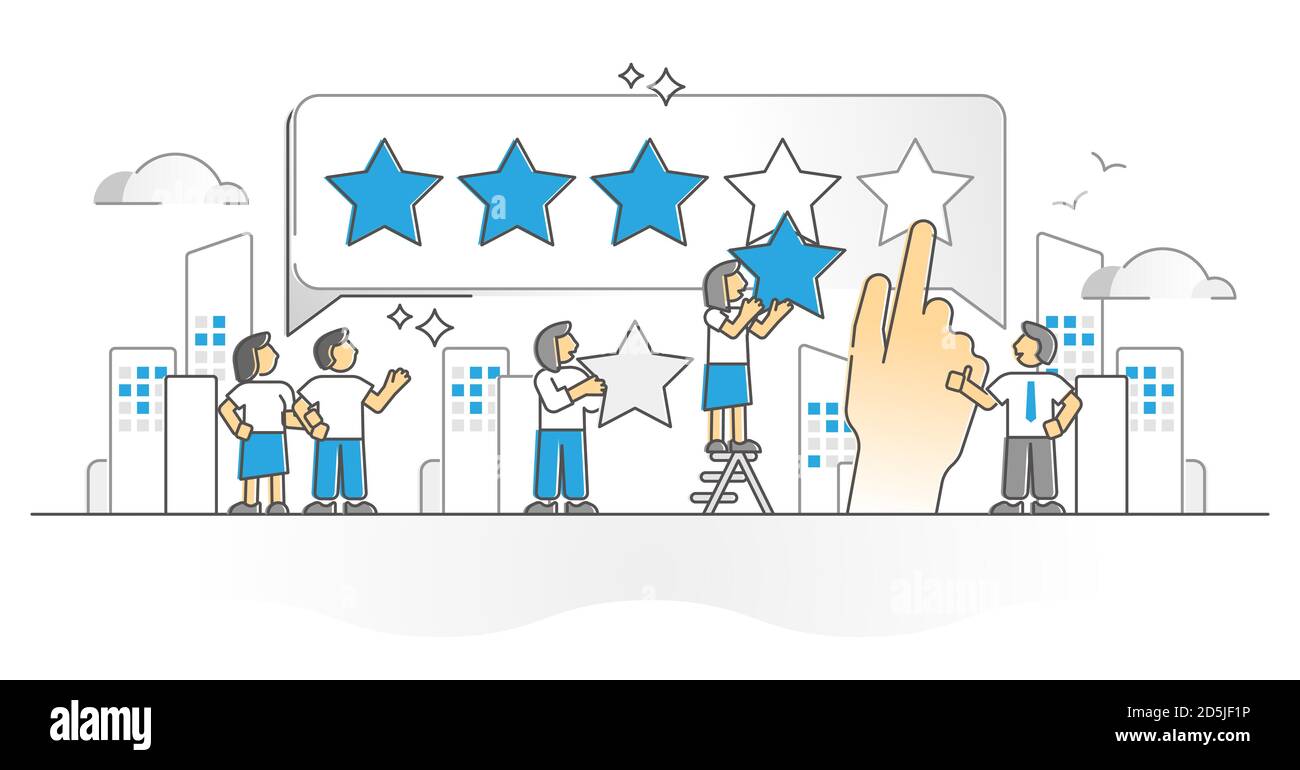 Customer feedback as client satisfaction rating monocolor outline ...