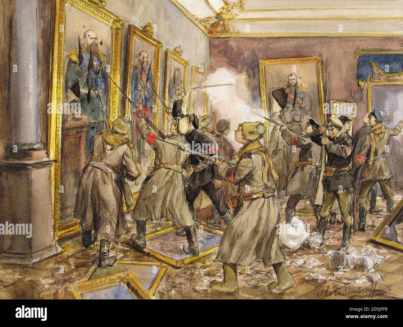 Vladimirov Ivan - the Pogrom of the Winter Palace - Russian School ...