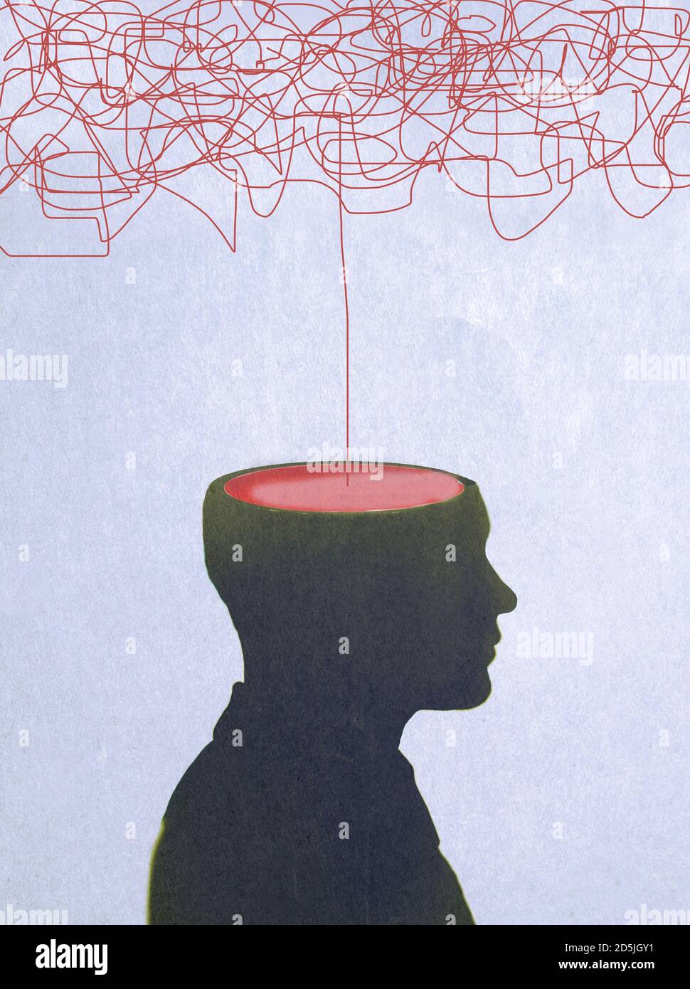 Large tangle knot emerging from a profile of a man's head Stock Photo Alamy