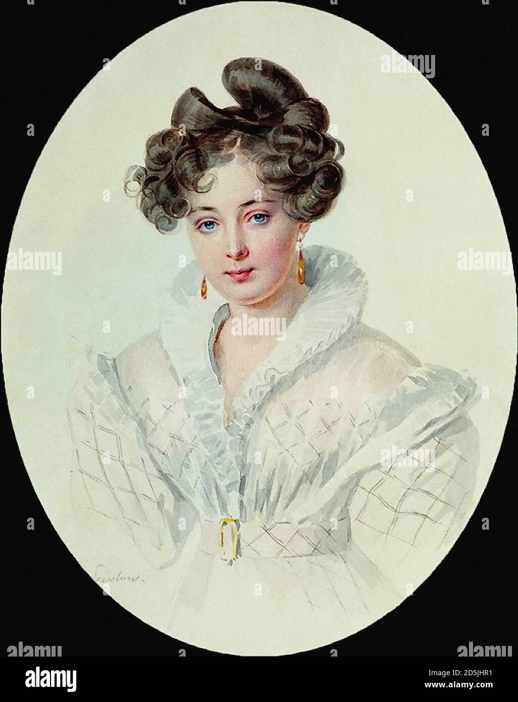 Sokolov Petr Fedorovich - Portrait of Princess Sophie Alexandrovna Urusova - Russian School - 19th  Century Stock Photo