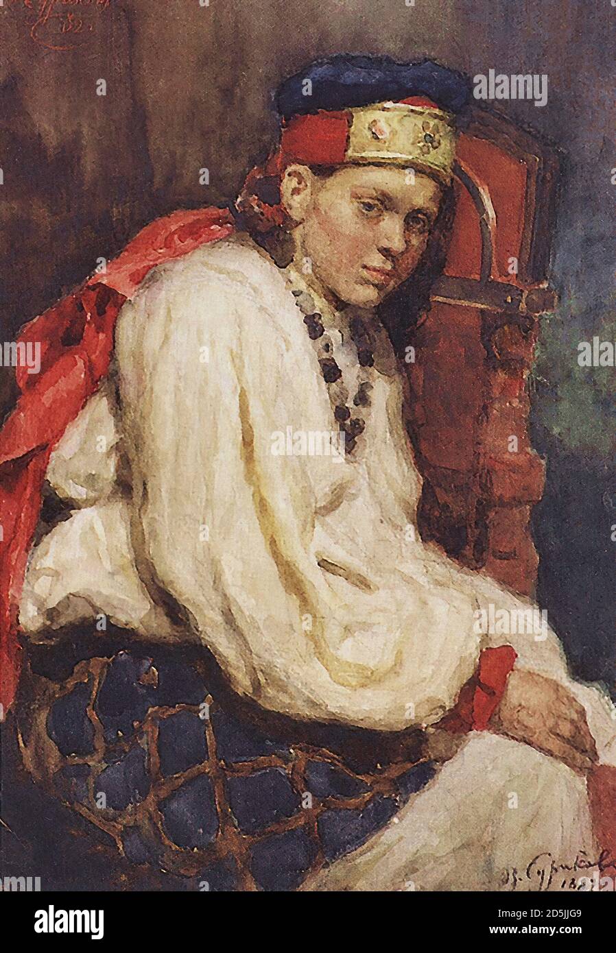 Surikov Vasily - Model in Old Russian Costume - Russian School - 19th  Century Stock Photo