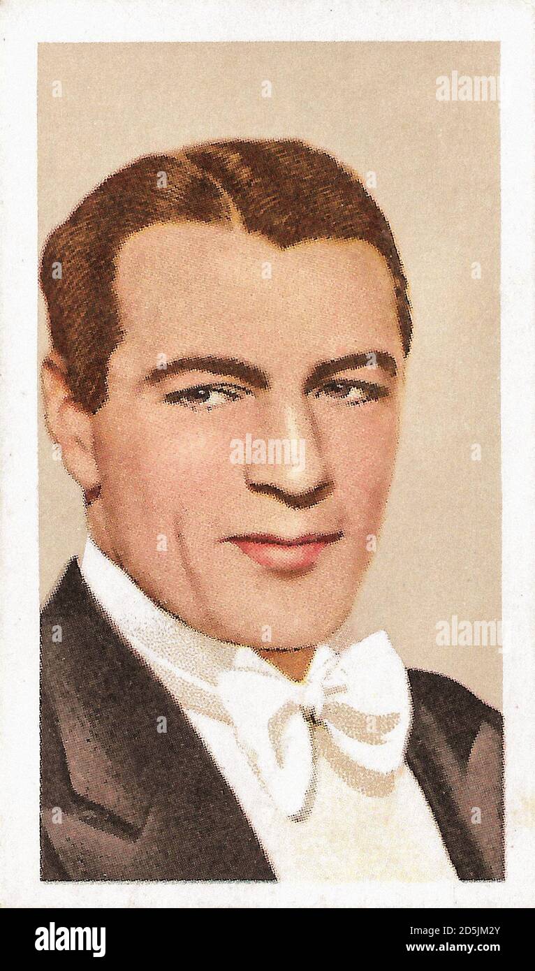Retro portrait of Gary Cooper Gary Cooper (1901 – 1961) was an American actor known for his natural, authentic, and understated acting style. He won t Stock Photo