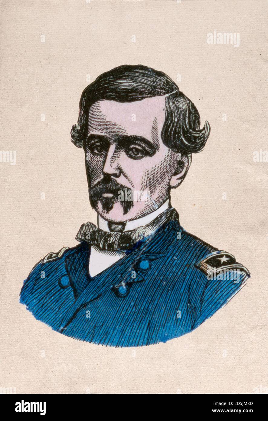 Portrait of general Meagher. Thomas Francis Meagher (1823 – 1867) was an Irish nationalist and leader of the Young Irelanders in the Rebellion of 1848 Stock Photo