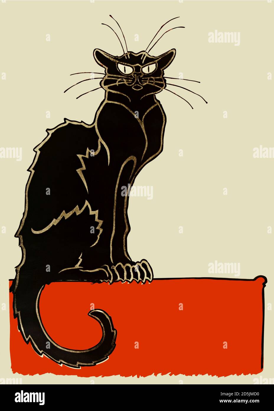 Clipart of The Black Cat cabare (Le Chat Noir). Based on a drawing by Theophile Alexandre  Steinlen. 1895 Stock Photo