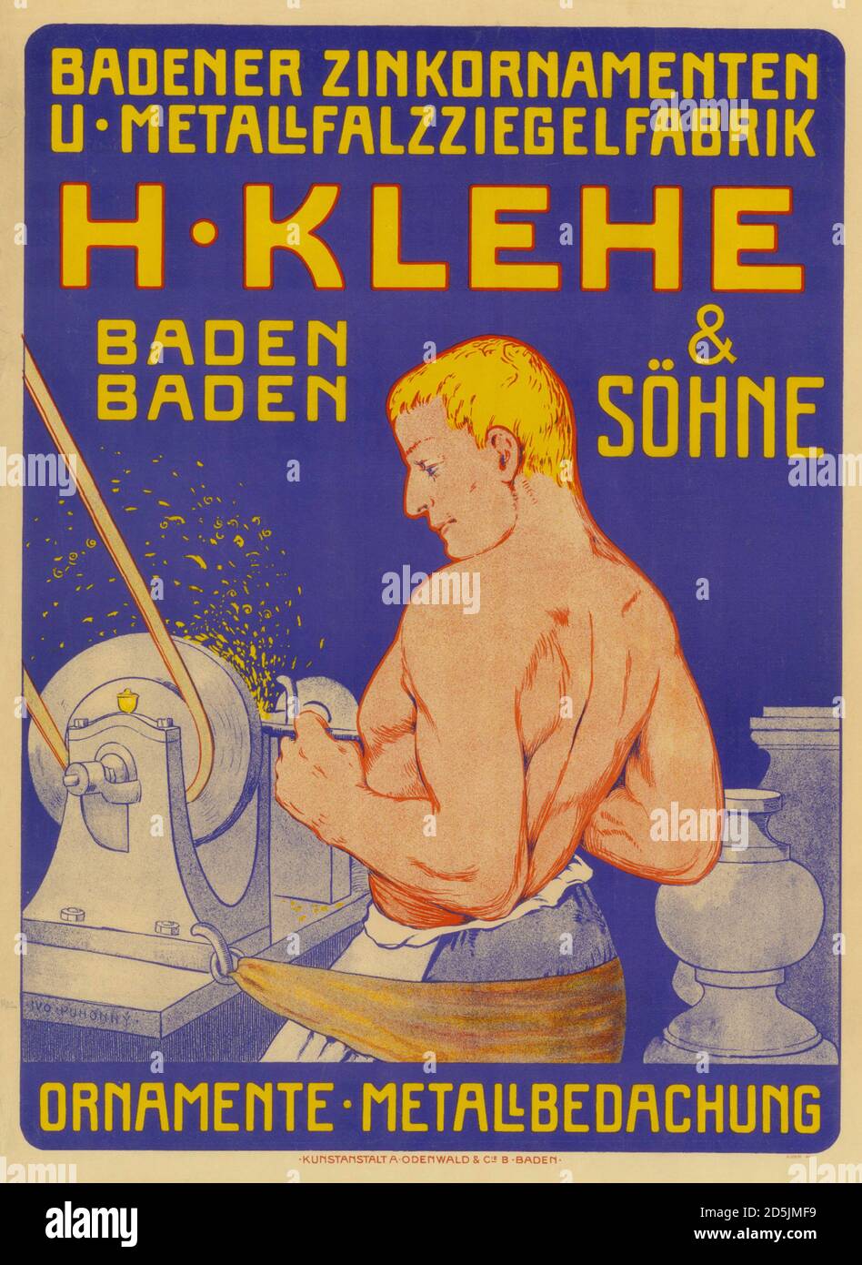 Badener Zinkornamenten u - Metallfalzziegelfabrik. H. Klehe & Söhne, Baden. 1902. By Ivo Puhonny (1876-1940) Stock Photo