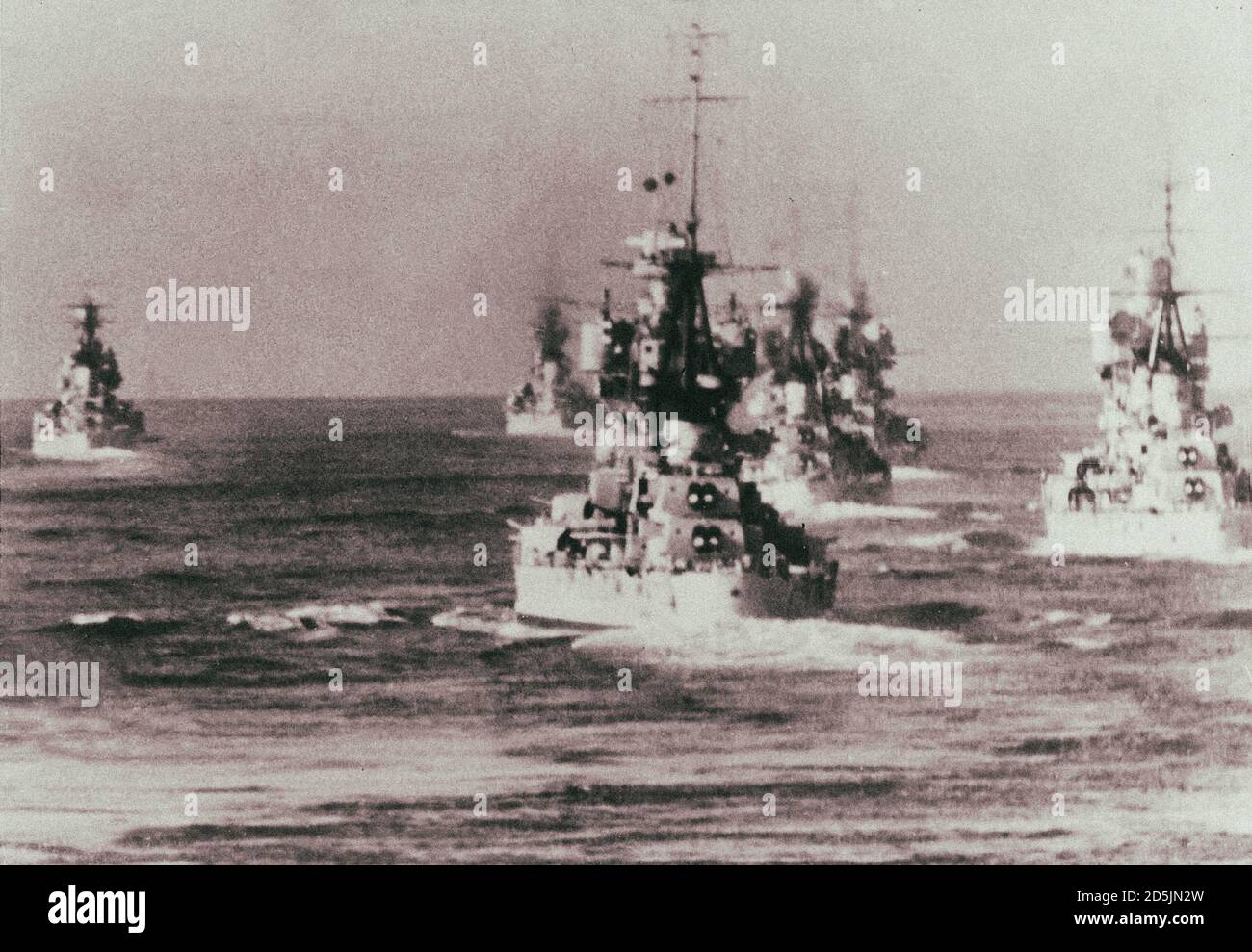 Italian heavy cruisers a day before the Battle of Punta Stilo (Battaglia di punta Stilo). Mediterranean Sea. July 8, 1940 Italian heavy cruisers from Stock Photo