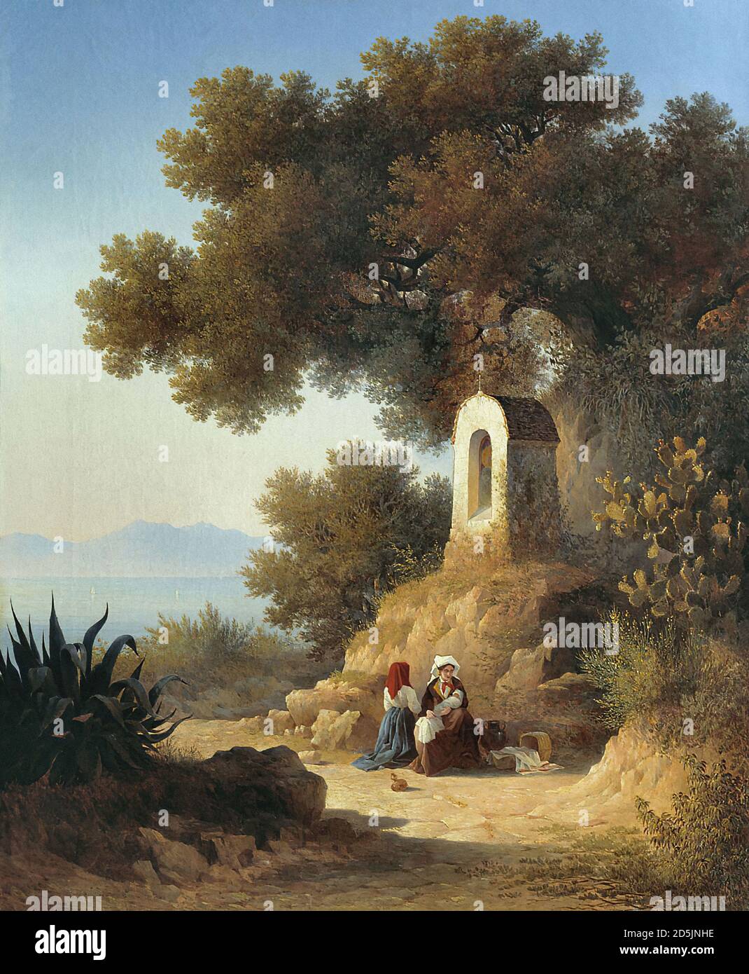 Vorobiev Socrates Maksimovich - Italian Landscape with Chapel - Russian School - 19th  Century Stock Photo