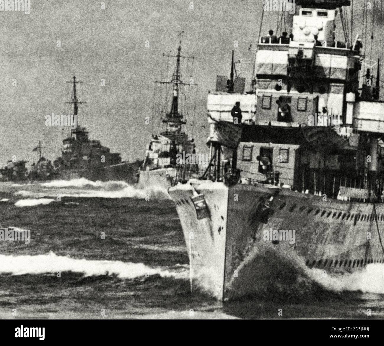 British destroyers go to sea from Scapa Flow to accompany the convoy of PQ-17. The first-ever destroyer is Fury (HMS Fury). Skapa Flow, Scotland. June Stock Photo