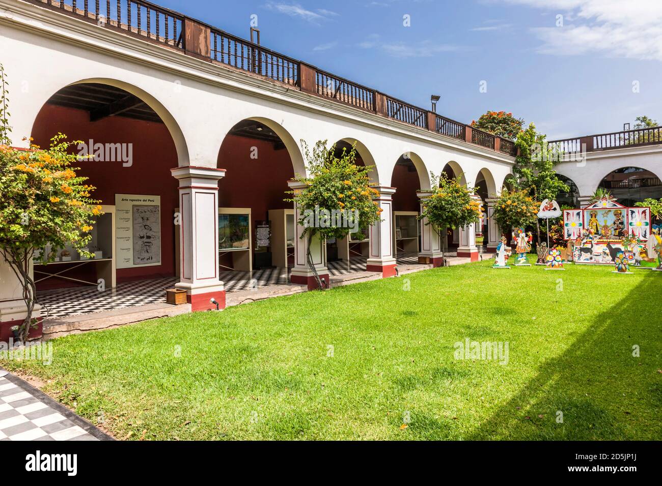 Courtyard and  cloister of 'National Museum of Archaeology, Anthropology and History of Peru', Lima, Peru, South America Stock Photo