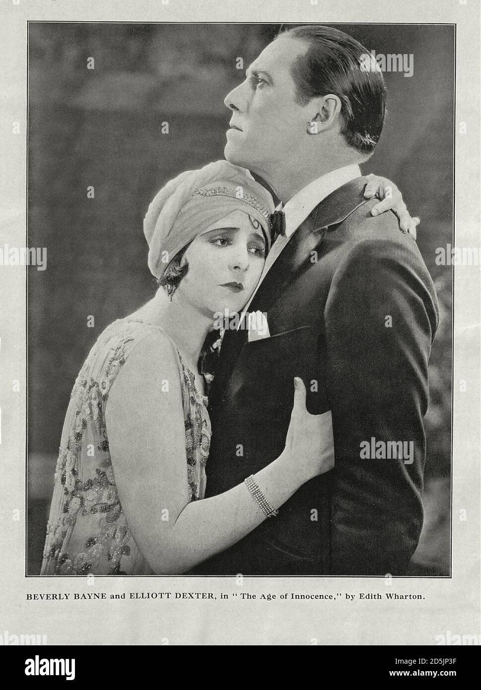 Beverly Bayne and Elliott Dexter, in 'The Age of Innocence,' by Edith Wharton. Beverly Bayne (born Pearl Beverly Bain) (1894 – 1982) was an American a Stock Photo