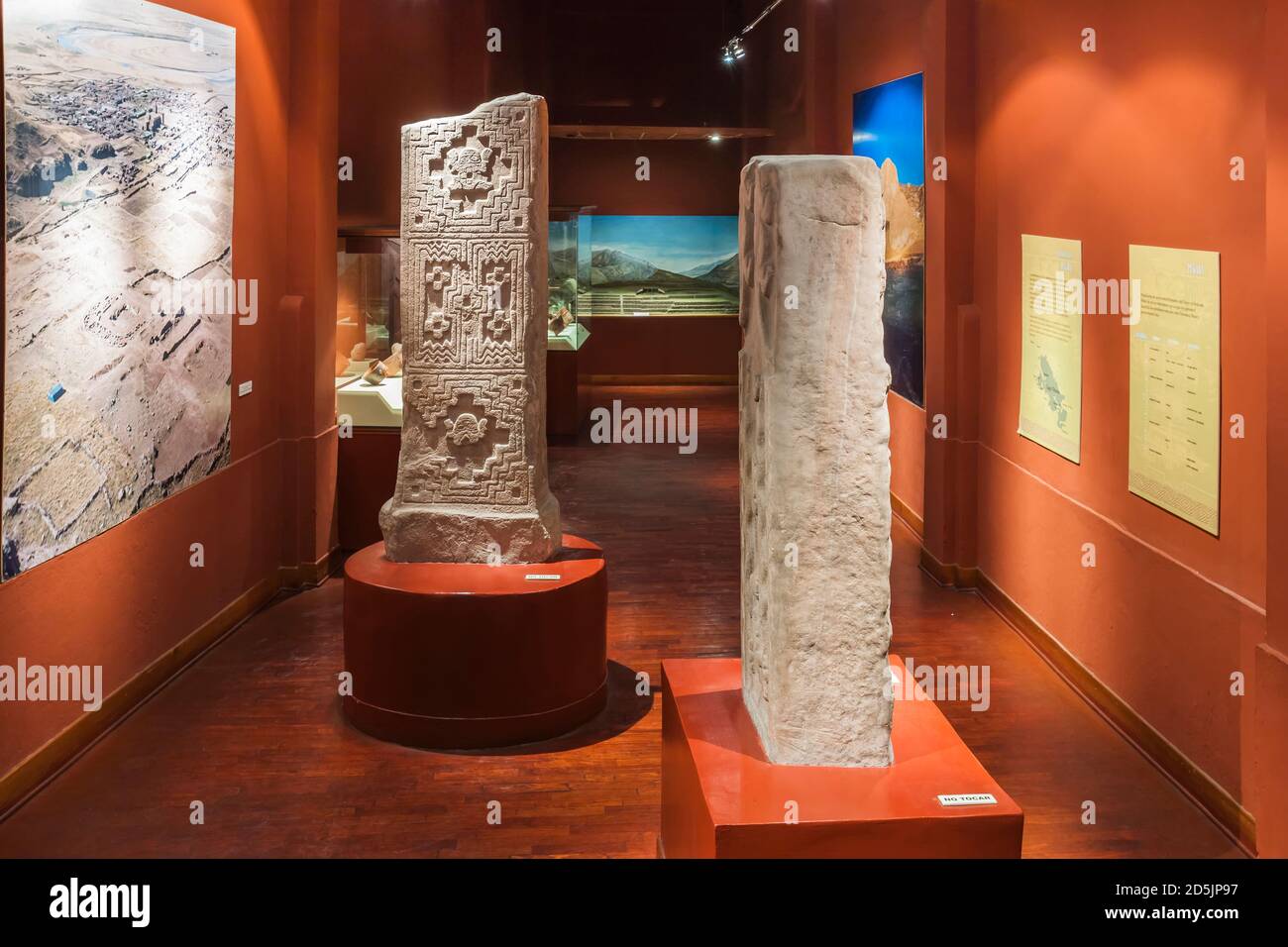 Formative period collection gallery, and stelas, 'National Museum of Archaeology, Anthropology and History of Peru', Lima, Peru, South America Stock Photo