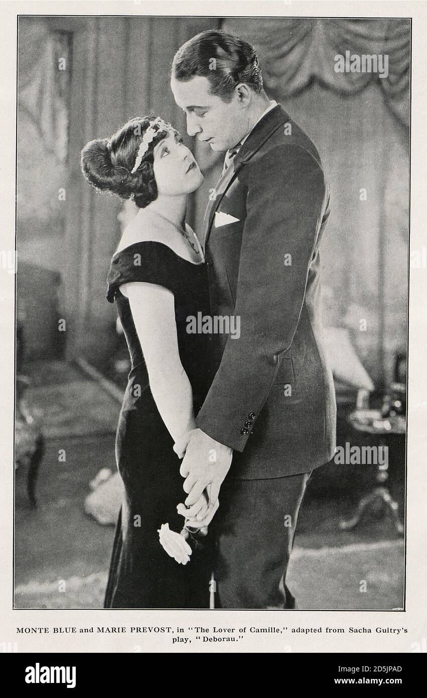 Monte Blue and Marie Prevost, in 'The Lover of Camille,' adapted from Sacha Guitry's play, 'Deborau'. Marie Prevost (born Marie Bickford Dunn; 1896 – Stock Photo
