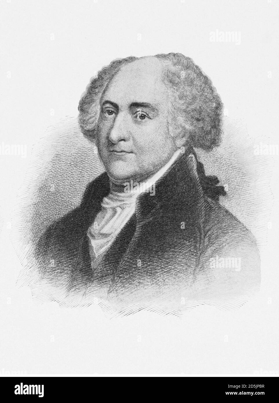 Portrait of president of John Adams. John Adams (1735 – 1826) was an American statesman, attorney, diplomat, writer, and Founding Father who served as Stock Photo
