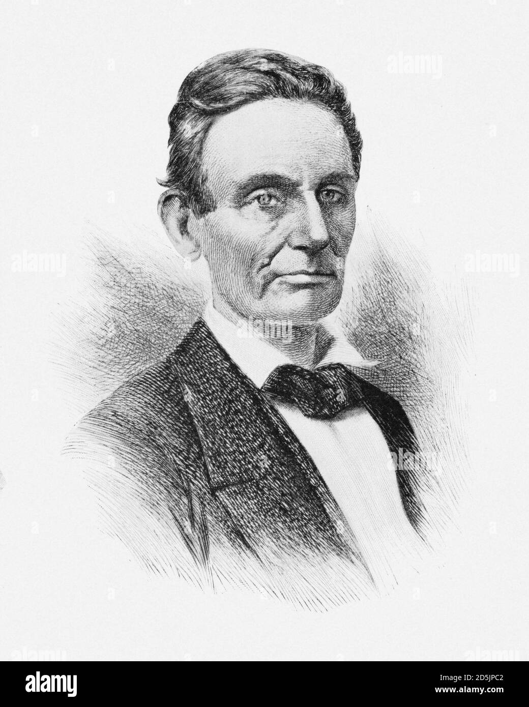 Portrait of president Abraham Lincoln. Abraham Lincoln (1809 – 1865) was an American statesman and lawyer who served as the 16th president of the Unit Stock Photo