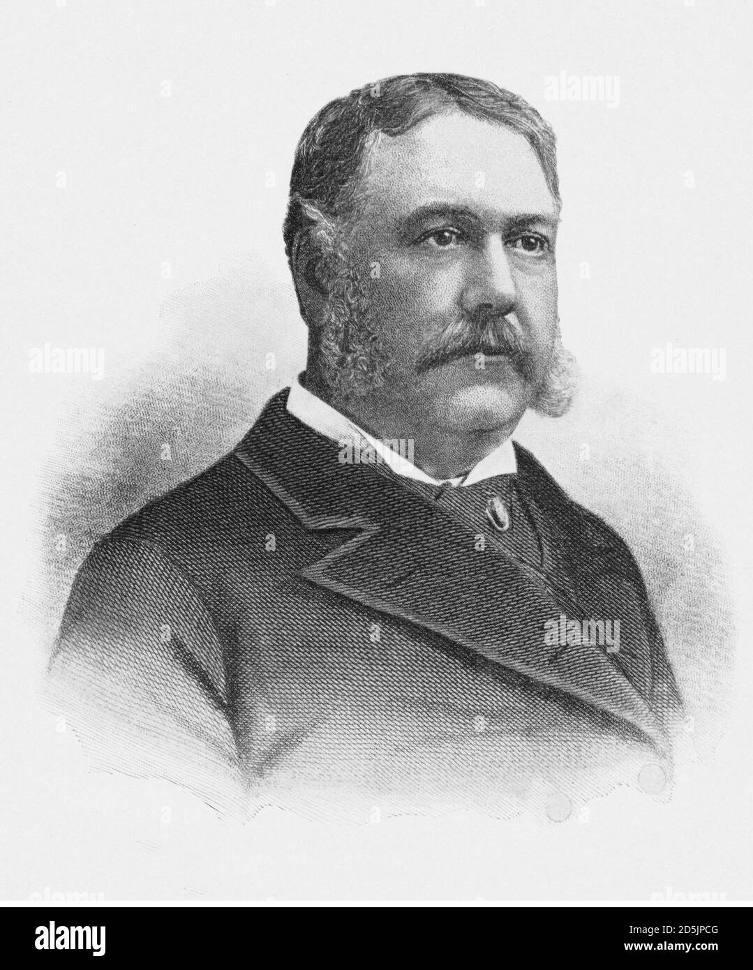 Portrait of president Chester Alan Arthur. Chester Alan Arthur (1829 – 1886) was an American attorney and politician who served as the 21st president Stock Photo