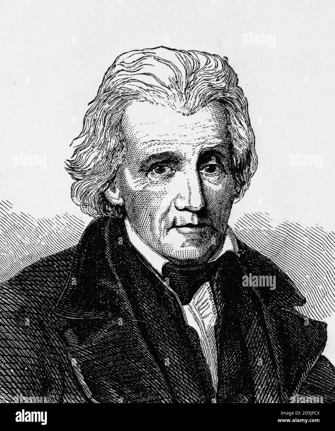 Portrait of president Andrew Jackson. Andrew Jackson (1767 – 1845) was an American soldier and statesman who served as the seventh president of the Un Stock Photo