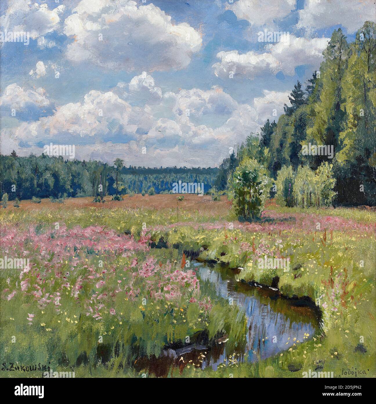 Zhukovsky Stanislav Yulianovich - Summer Meadow (Sultry June River Pobojka) - Russian School - 19th and Early 20th Century Stock Photo