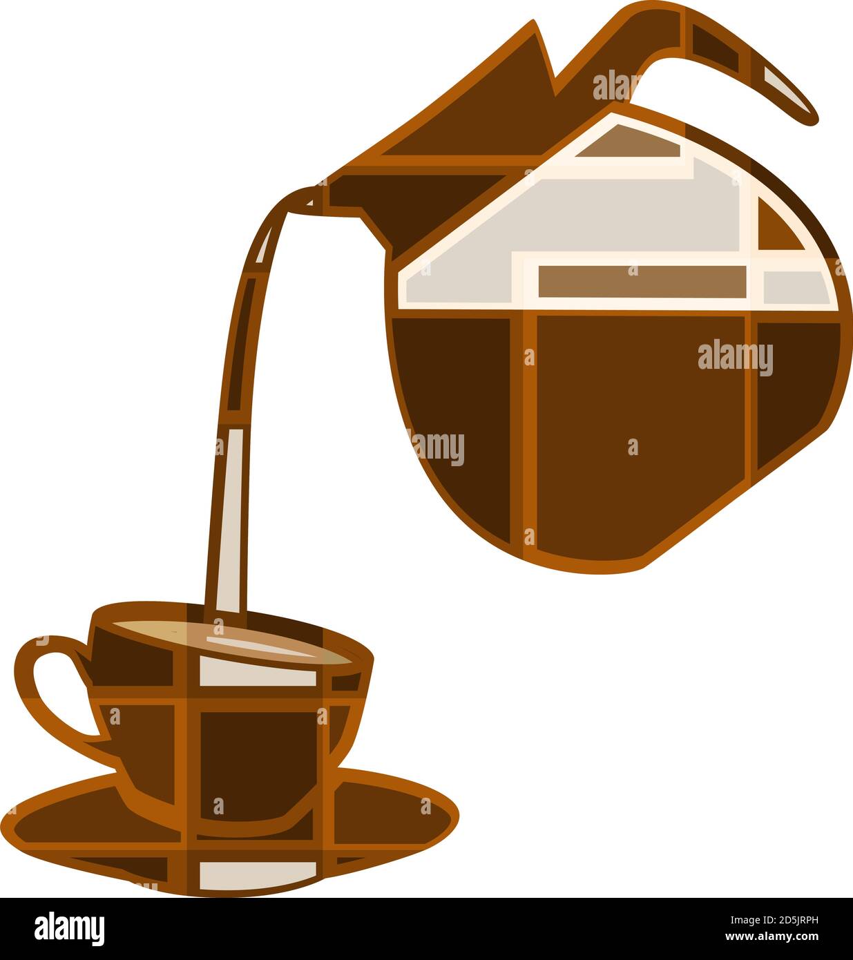 Editable vector mosaic illustration of coffee pouring into a cup Stock Vector
