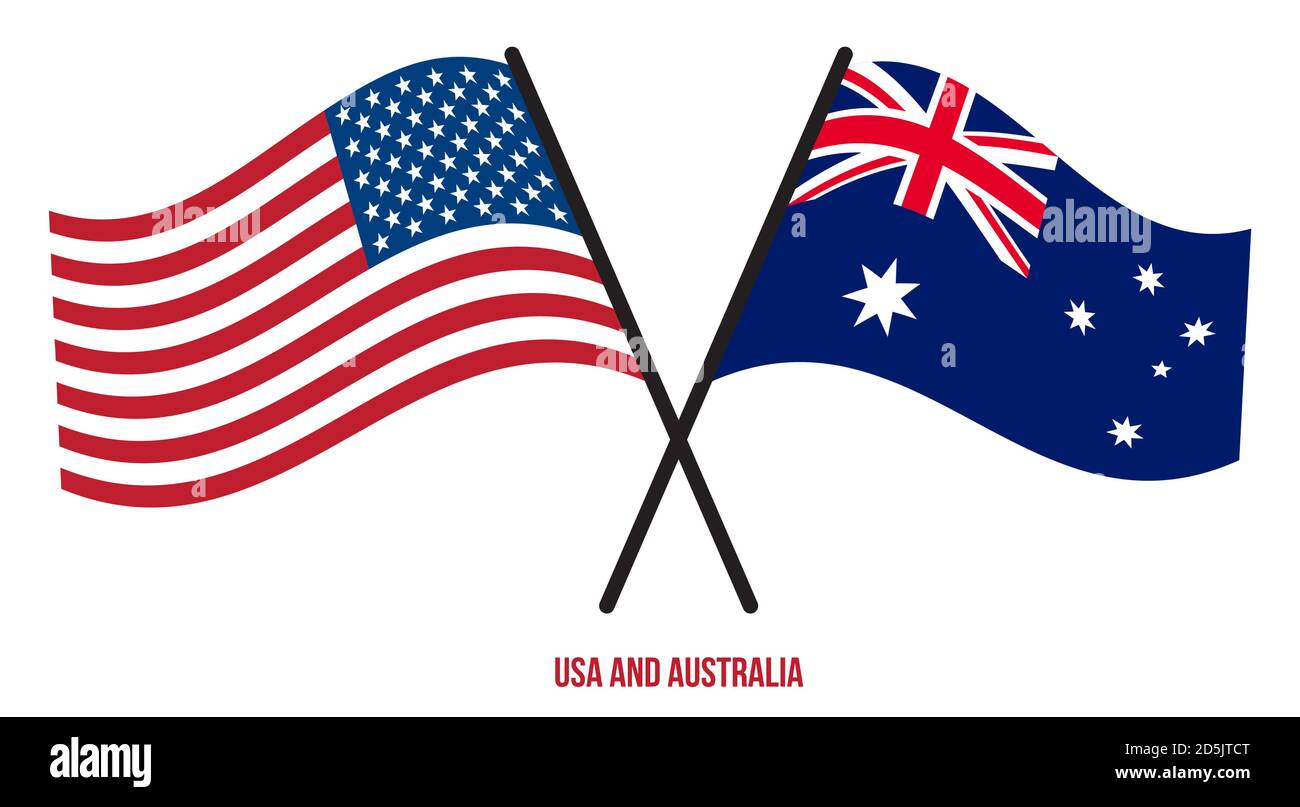 USA and Australia Flags Crossed And