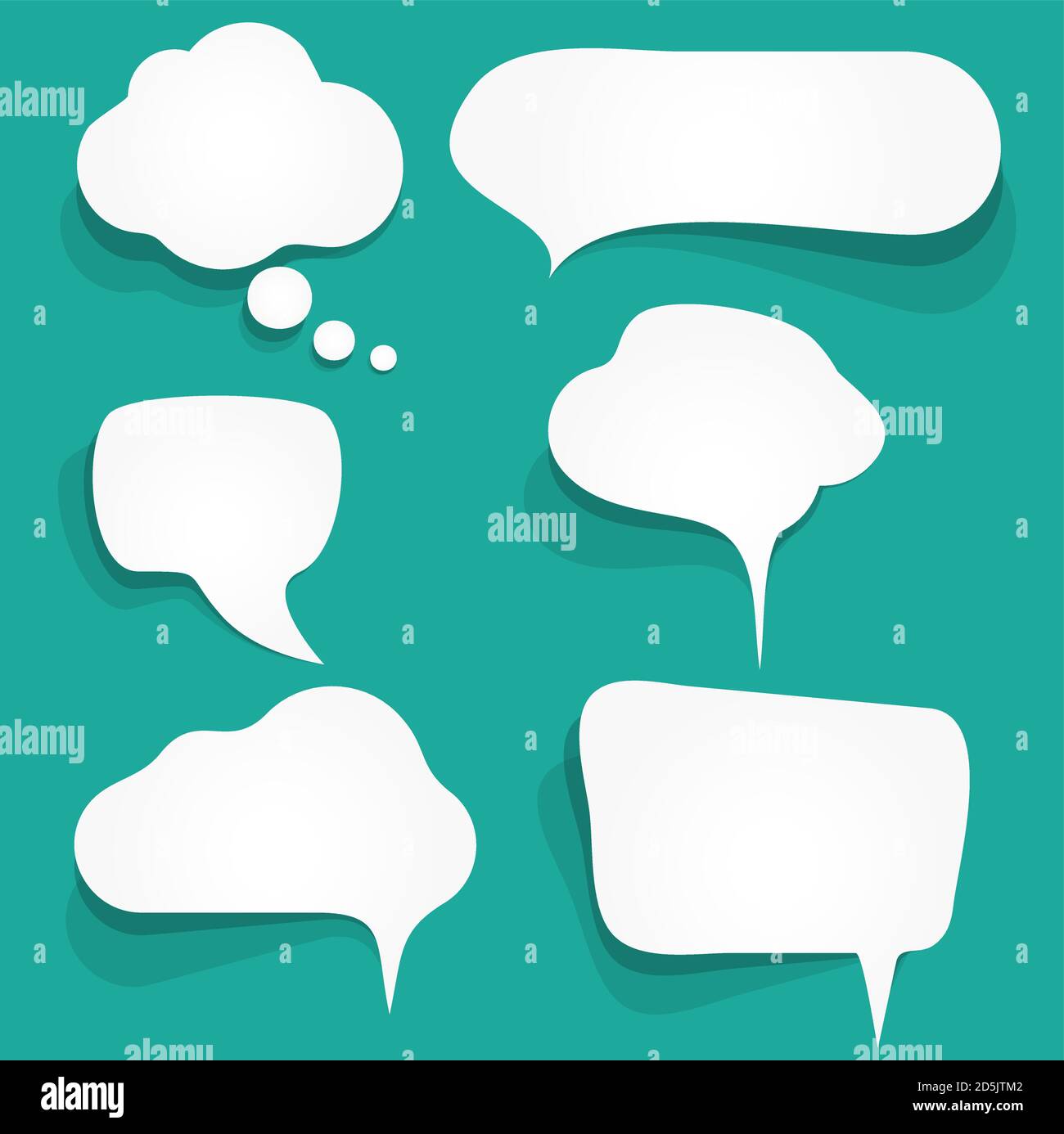 EPS vector illustration of six white speech bubbles with shadows on ...