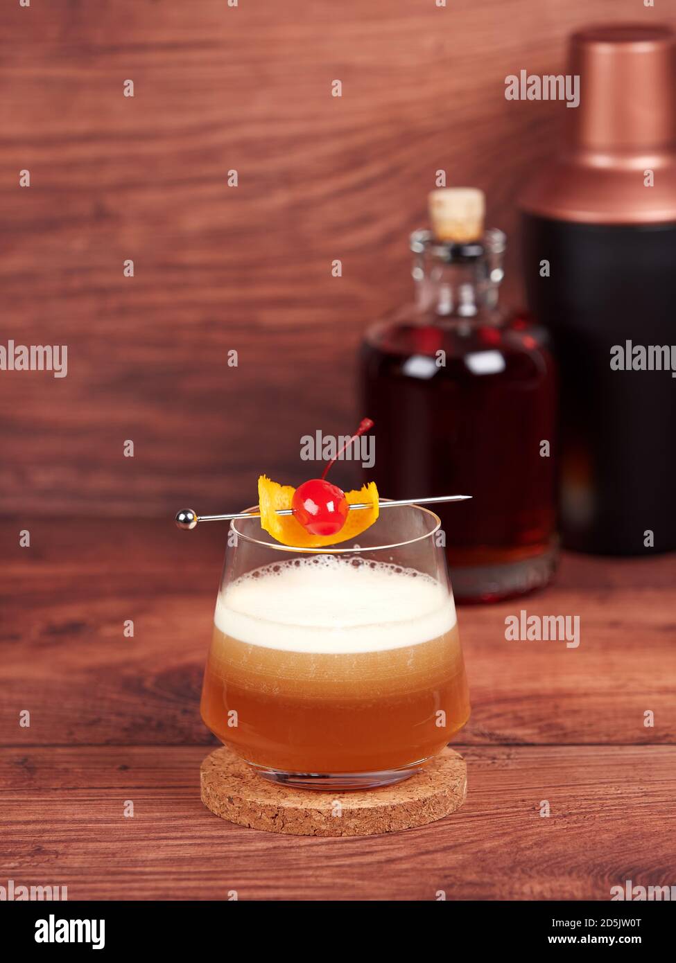 Amaretto sour a cocktail made with amaretto liqueur, lemon juice