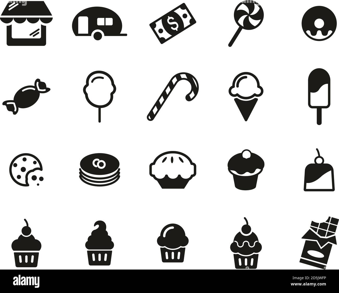 Candy Shop Icons Black & White Set Big Stock Vector Image & Art - Alamy