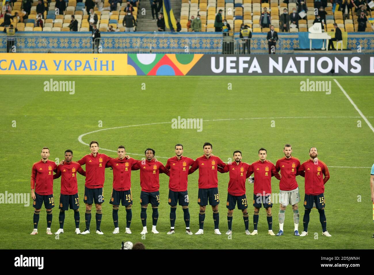 Non Exclusive: Players of the Spain national football team are seen on
