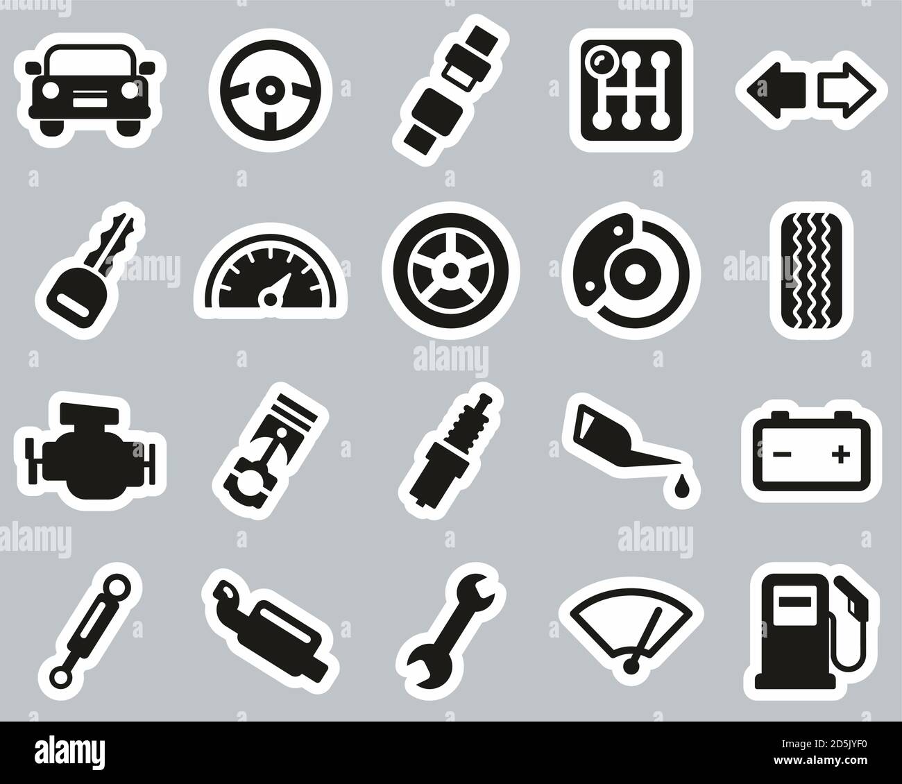 Car Or Car Parts Black & White Circle Set Big Stock Vector Image & Art