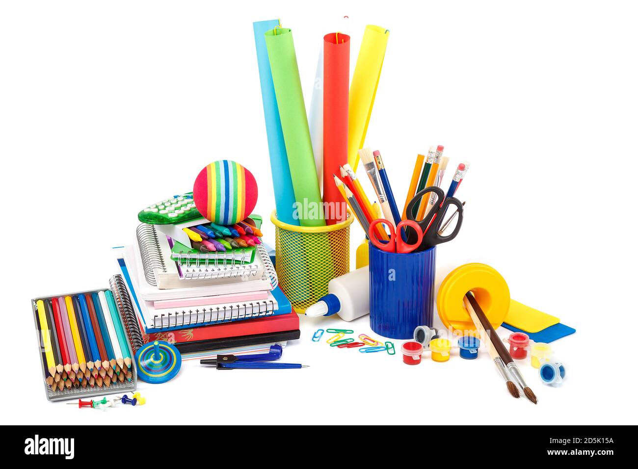 Stationery school supplies isolated on white background Stock Photo Alamy