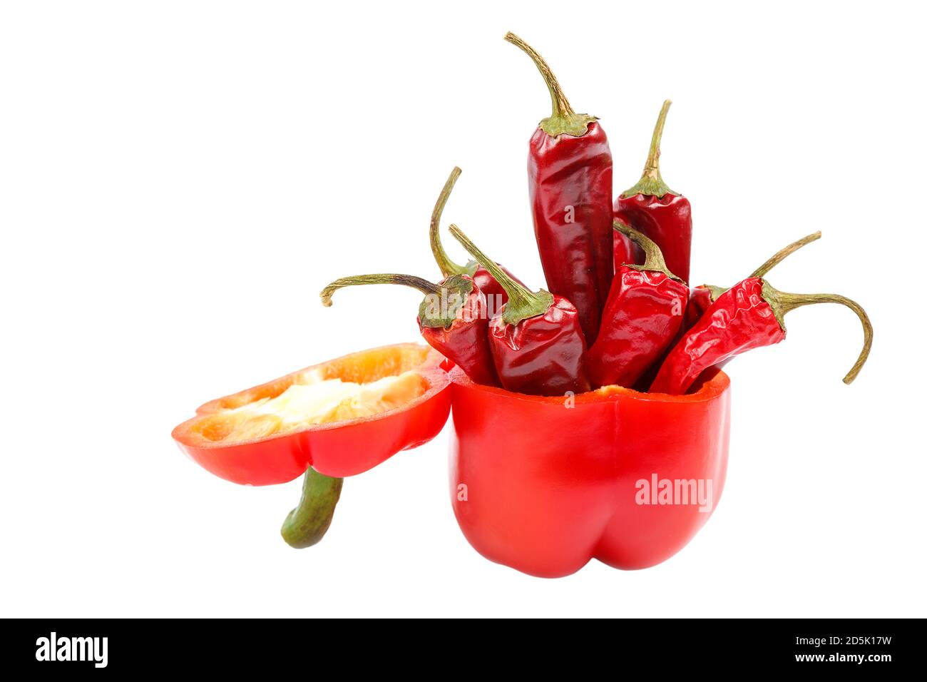 Set of fresh peppers isolated on white background Stock Photo - Alamy