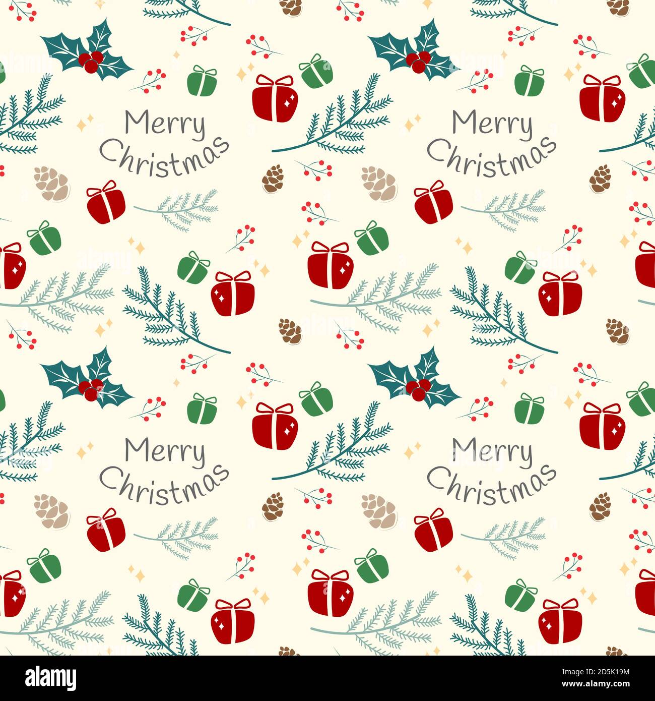 Christmas seamless pattern on light cream background for gift wrapping paper,  digital scrapbook etc Stock Vector Image & Art - Alamy