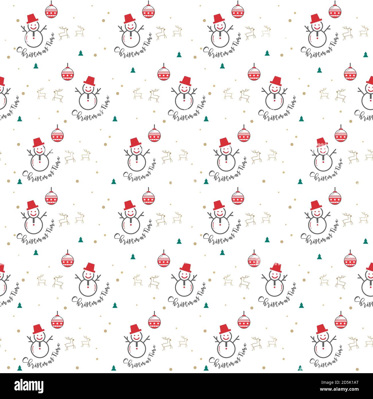 Snowman Christmas seamless pattern background for gift wrapping paper, digital scrapbook etc. Stock Vector