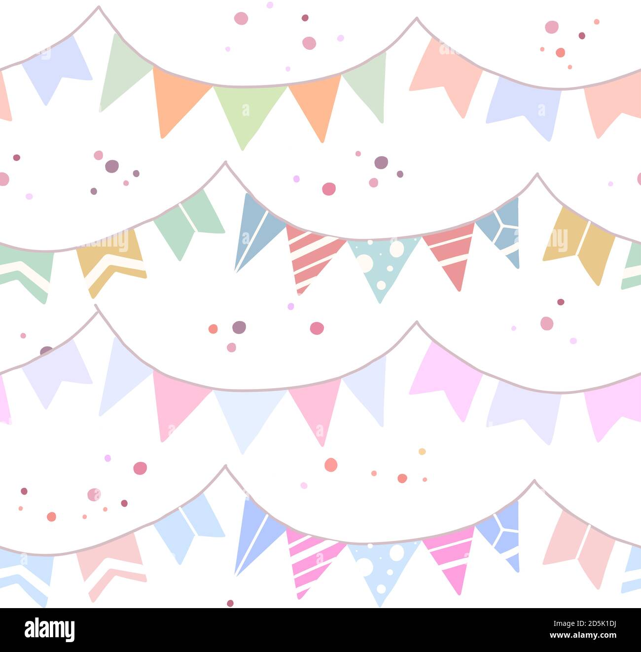 Flaglets With Pattern Seamless festive pattern with flat drawn flags, confetti on white ...