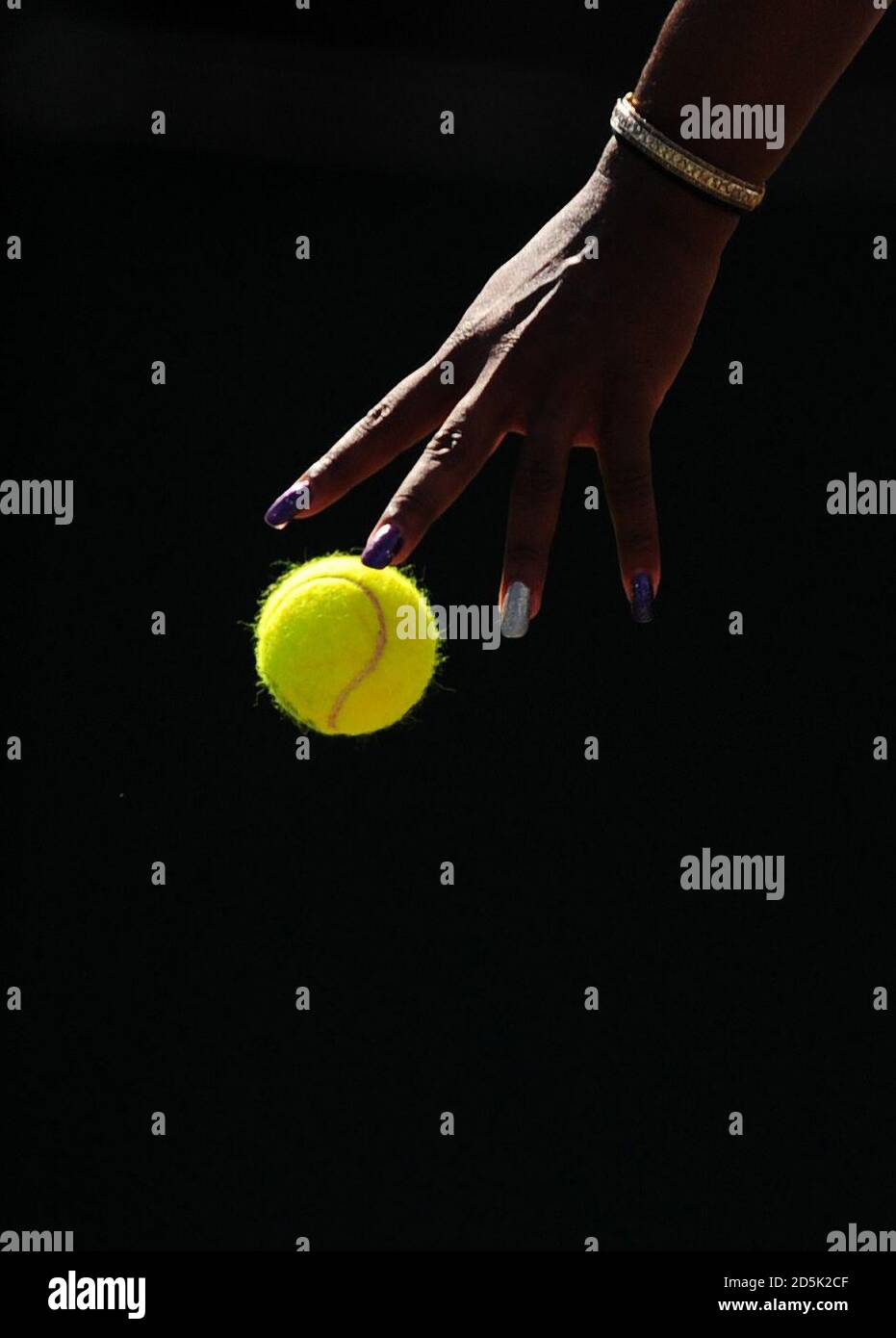 A close up of USA's Serena Williams nails during her match against Russia's Maria Kirilenko on day six of the 2011 Wimbledon Championships at the All England Lawn Tennis and Croquet Club, Wimbledon. Stock Photo