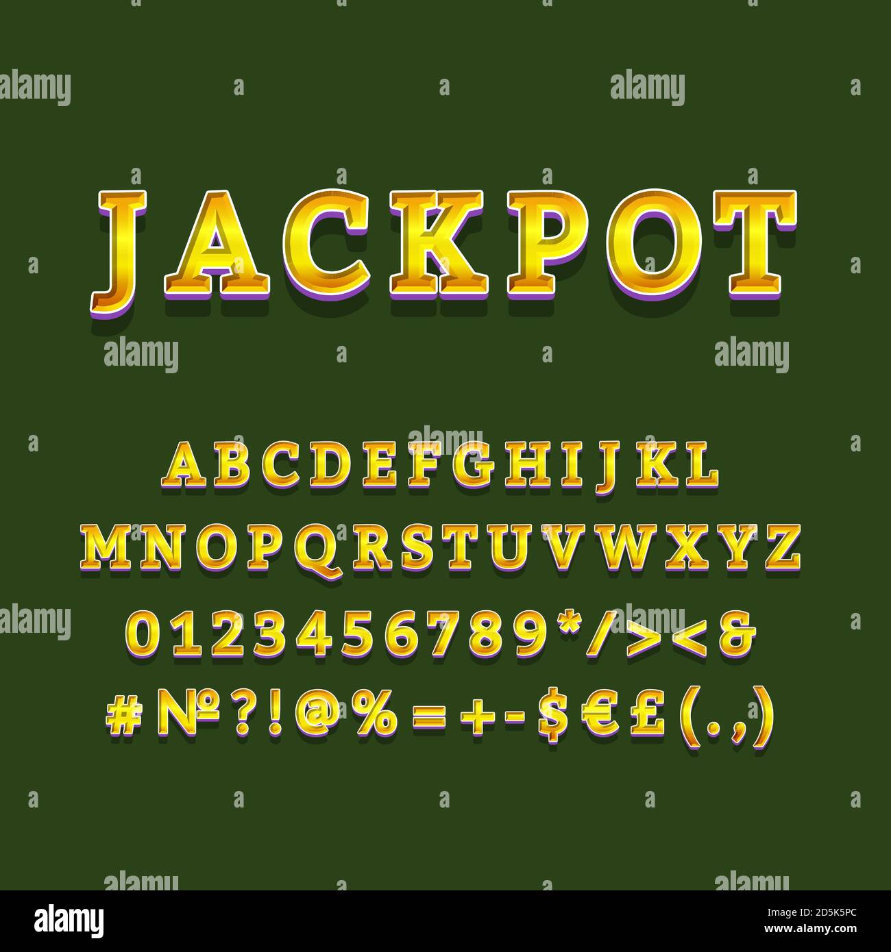 Jackpot header vintage 3d vector alphabet set Stock Vector