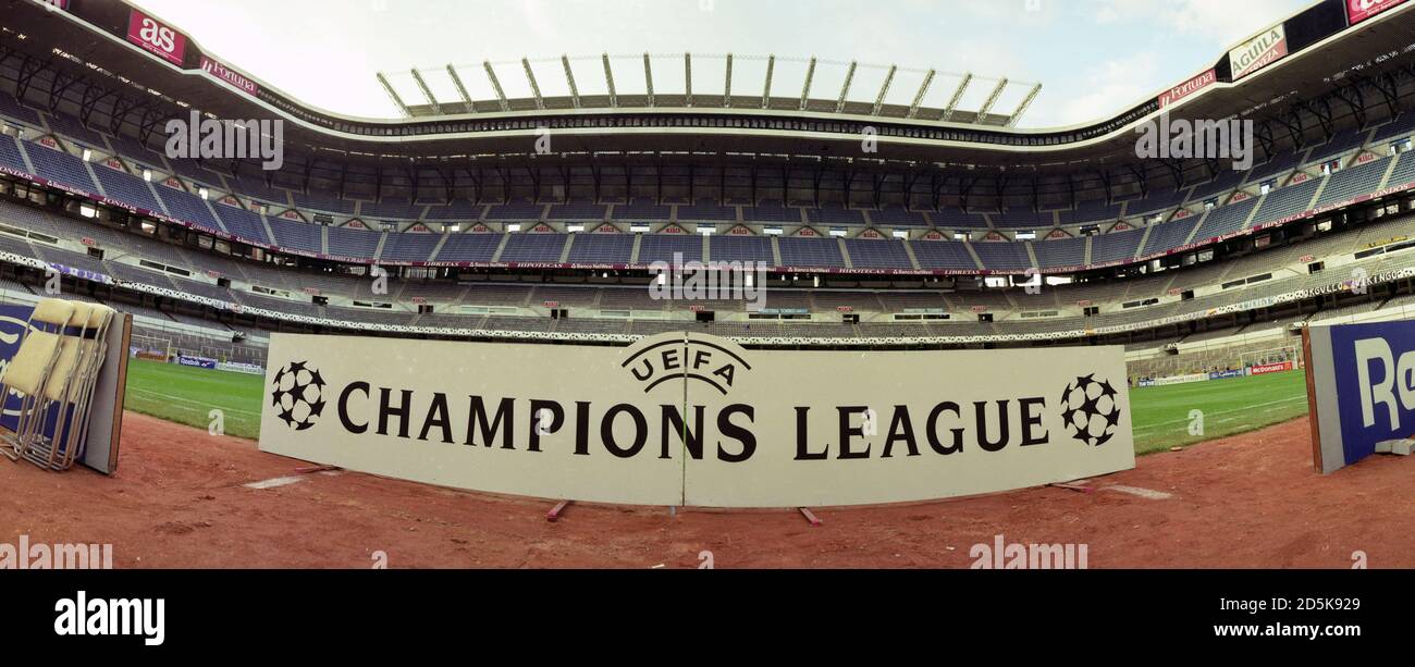 A Champions League board at the Bernabeu Stadium Stock Photo Alamy