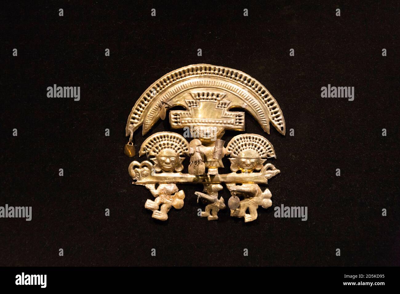 Gold earring of chimu culture, The metalware gallery, 'National Museum of Archaeology, Anthropology and History of Peru', Lima, Peru, South America Stock Photo