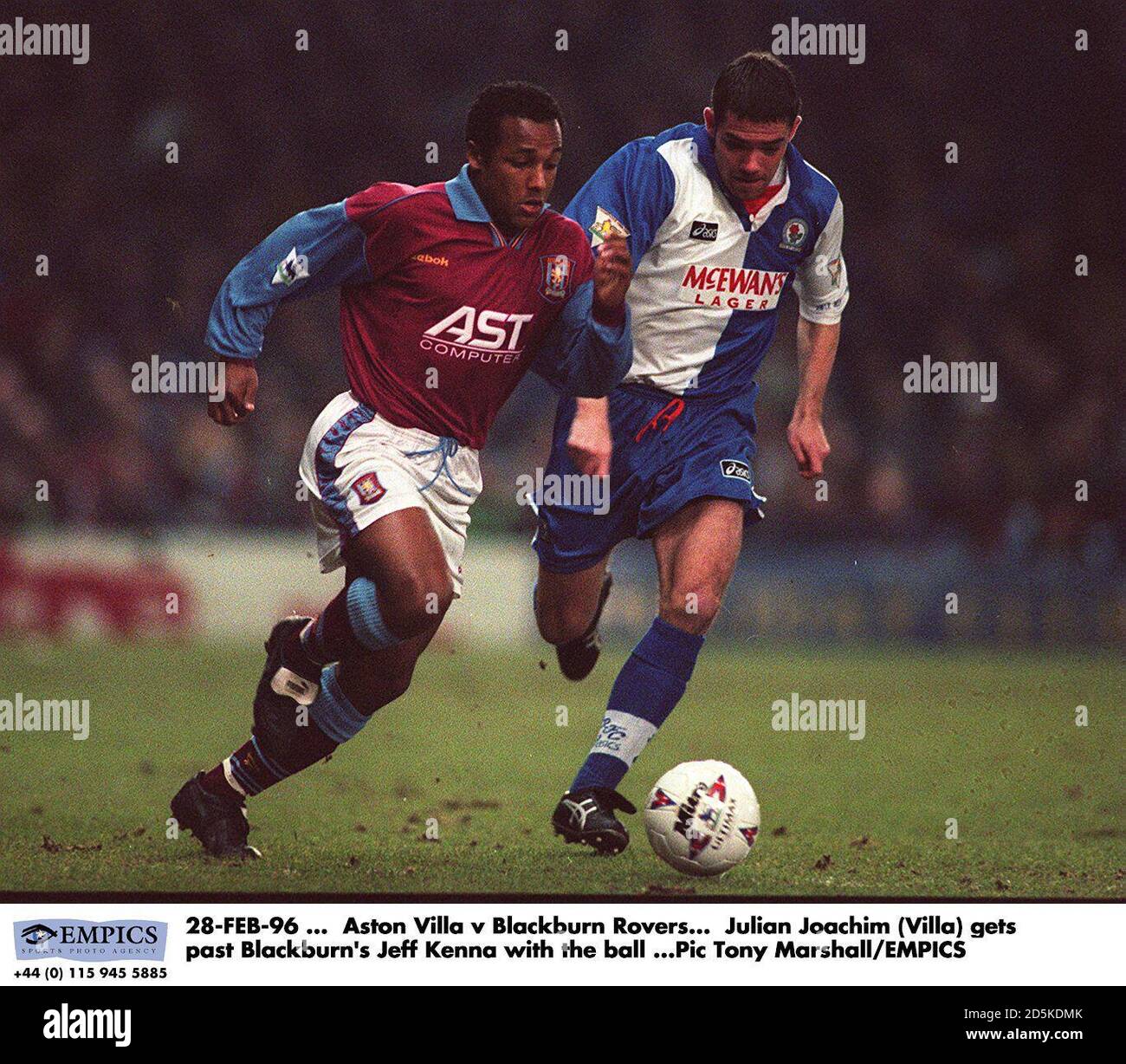 28-FEB-96 Aston Villa v Blackburn Rovers. Julian Joachim (Villa 