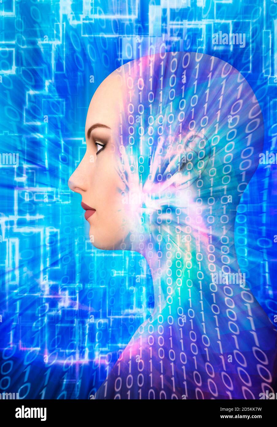 humanoid head artificial intelligence concept Stock Photo