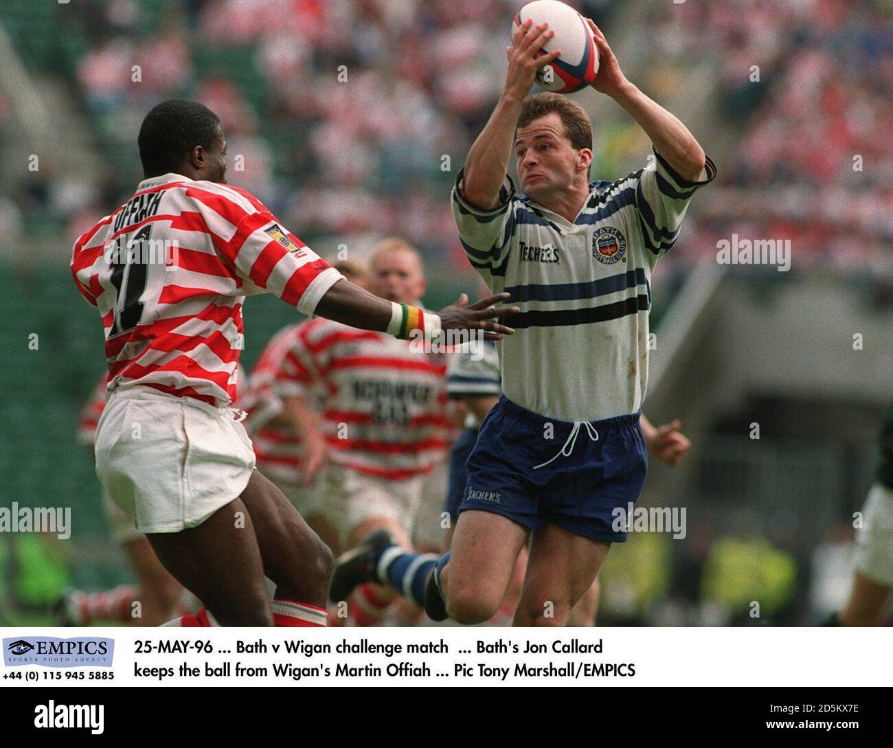 25-MAY-96 ... Bath v Wigan challenge match ... Bath's Jon Callard keeps ...