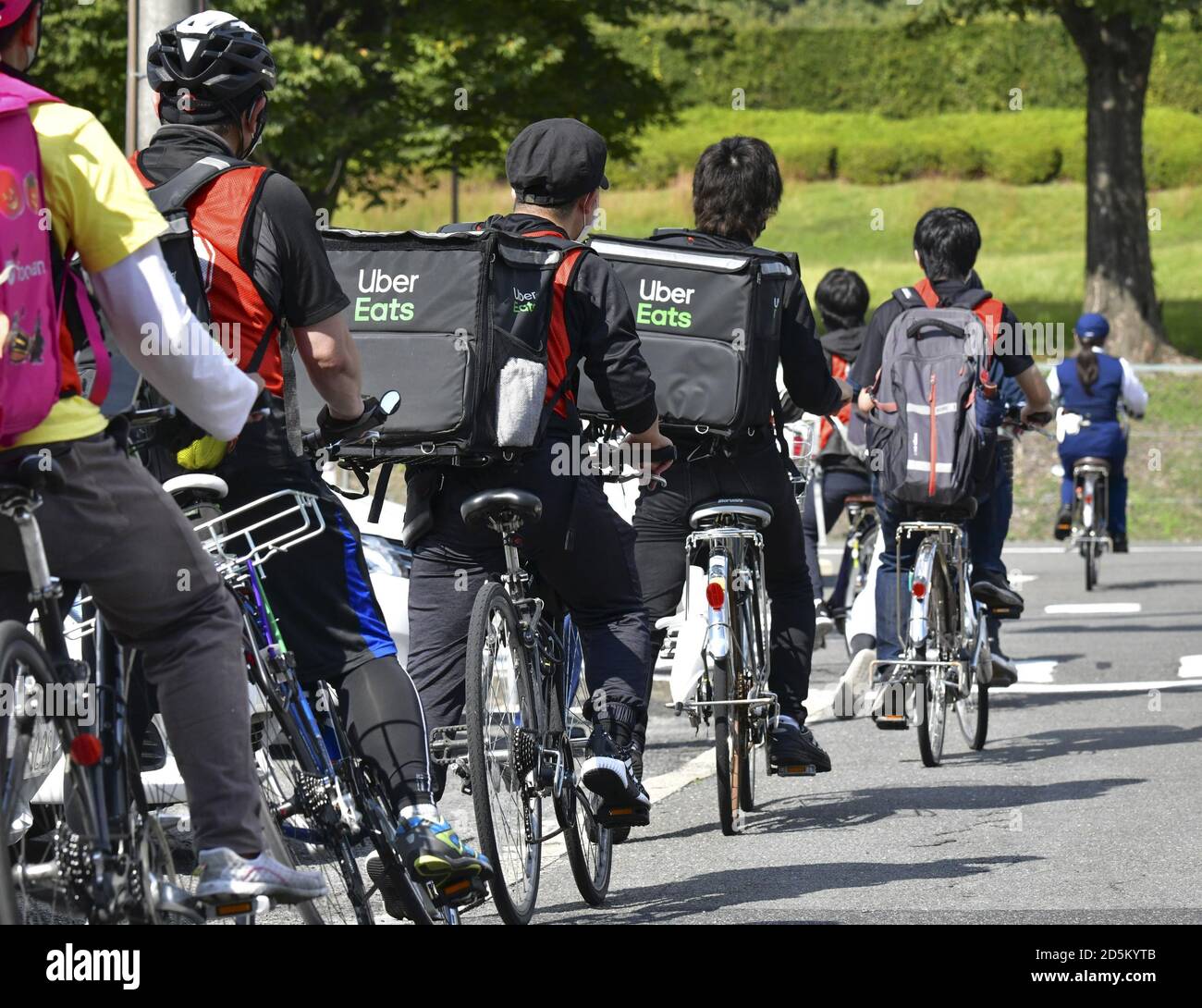 Uber Eats deliverers take a training course on road safety in 